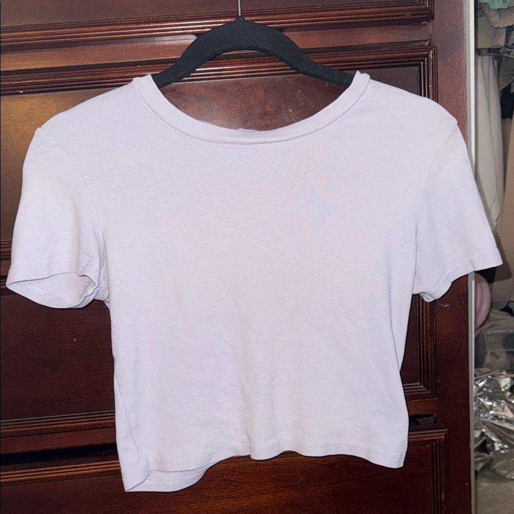 Zara White Crop T-Shirt with Short Sleeves